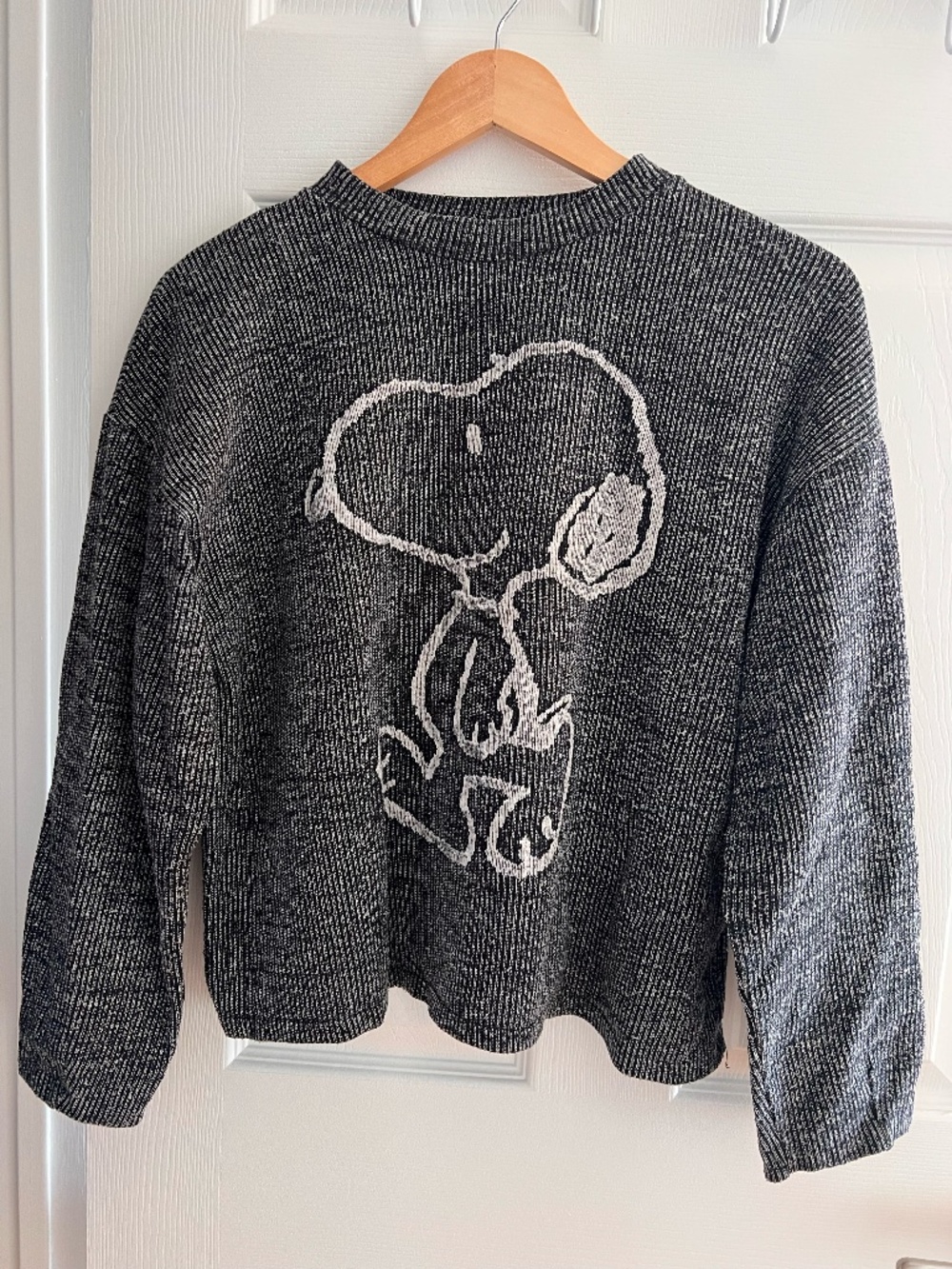 ZARA Snoopy Peanuts Knit Sweater Black & White Size L - Picture 1 of 4